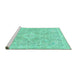 Sideview of Machine Washable Abstract Turquoise Modern Area Rugs, wshabs2149turq