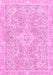 Machine Washable Abstract Pink Modern Rug, wshabs2149pnk