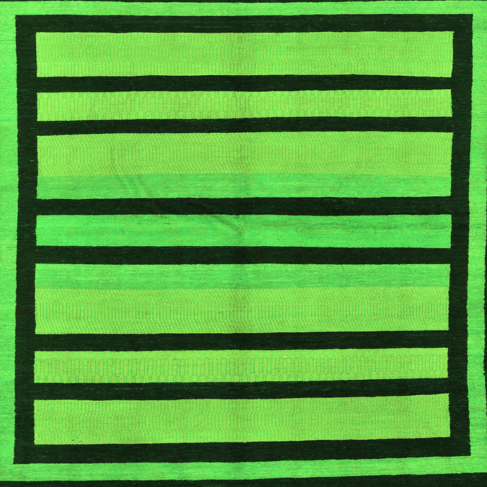 Square Machine Washable Abstract Green Modern Area Rugs, wshabs214grn
