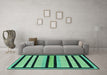 Machine Washable Abstract Turquoise Modern Area Rugs in a Living Room,, wshabs214turq