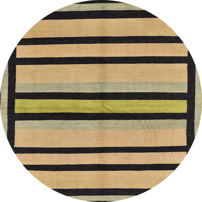 Round Abstract Dark Brown Modern Rug, abs214