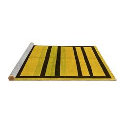Sideview of Machine Washable Abstract Yellow Modern Rug, wshabs214yw