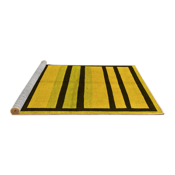 Sideview of Machine Washable Abstract Yellow Modern Rug, wshabs214yw