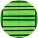 Round Machine Washable Abstract Green Modern Area Rugs, wshabs214grn