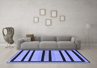 Machine Washable Abstract Blue Modern Rug, wshabs214blu