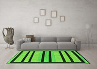 Machine Washable Abstract Green Modern Rug, wshabs214grn