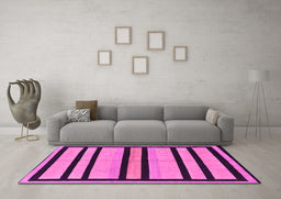 Machine Washable Abstract Pink Modern Rug in a Living Room, wshabs214pnk