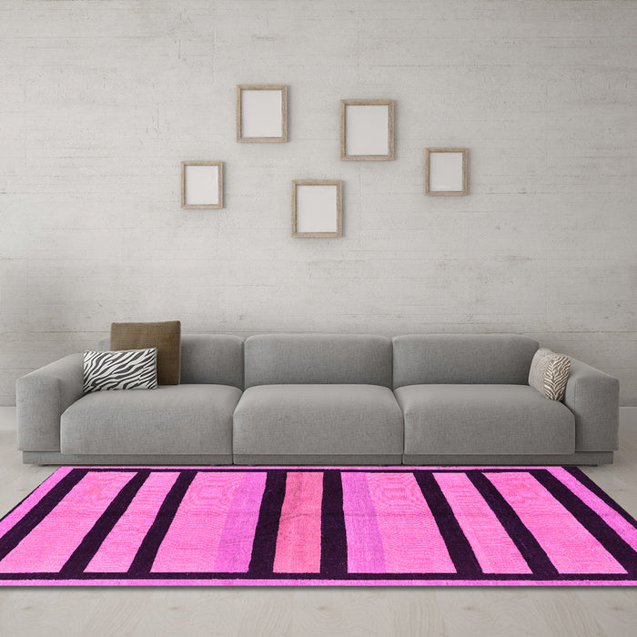 Machine Washable Abstract Pink Modern Rug in a Living Room, wshabs214pnk