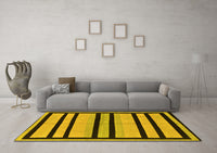 Machine Washable Abstract Yellow Modern Rug, wshabs214yw