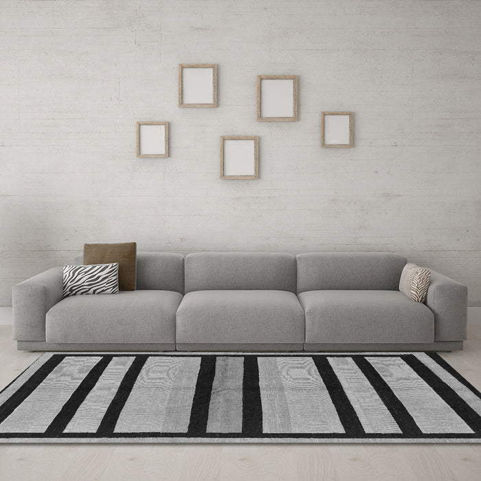 Machine Washable Abstract Gray Modern Rug in a Living Room,, wshabs214gry