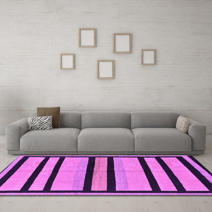 Machine Washable Abstract Purple Modern Area Rugs in a Living Room, wshabs214pur
