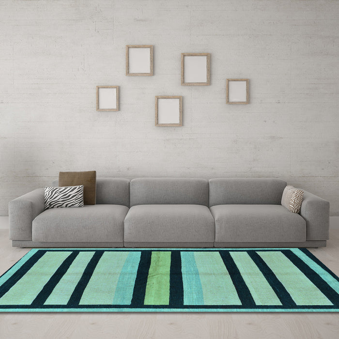 Machine Washable Abstract Light Blue Modern Rug in a Living Room, wshabs214lblu