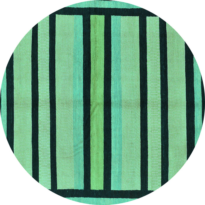 Round Abstract Turquoise Modern Rug, abs214turq