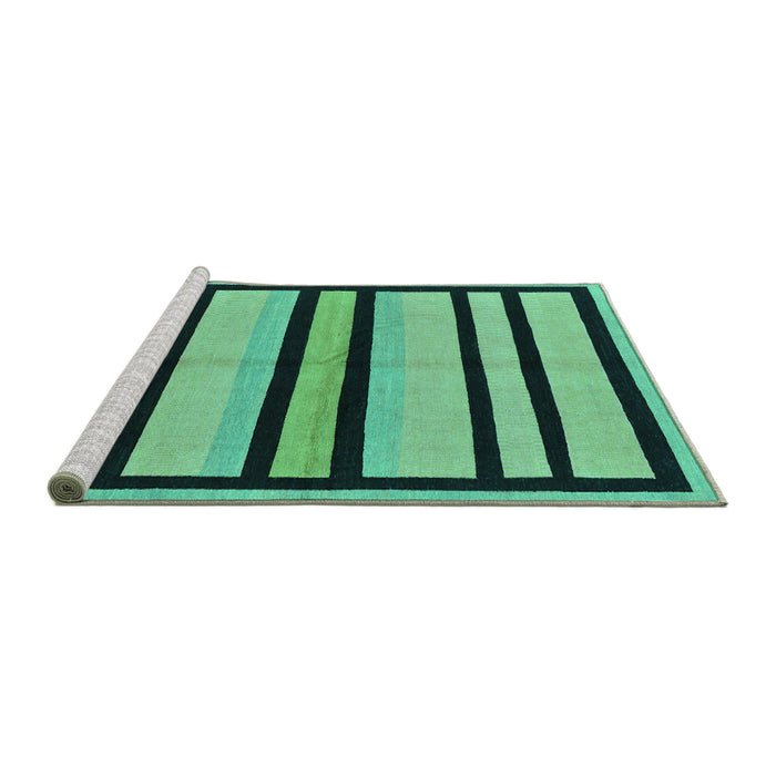 Sideview of Machine Washable Abstract Turquoise Modern Area Rugs, wshabs214turq