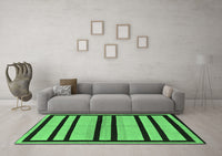 Machine Washable Abstract Emerald Green Modern Rug, wshabs214emgrn