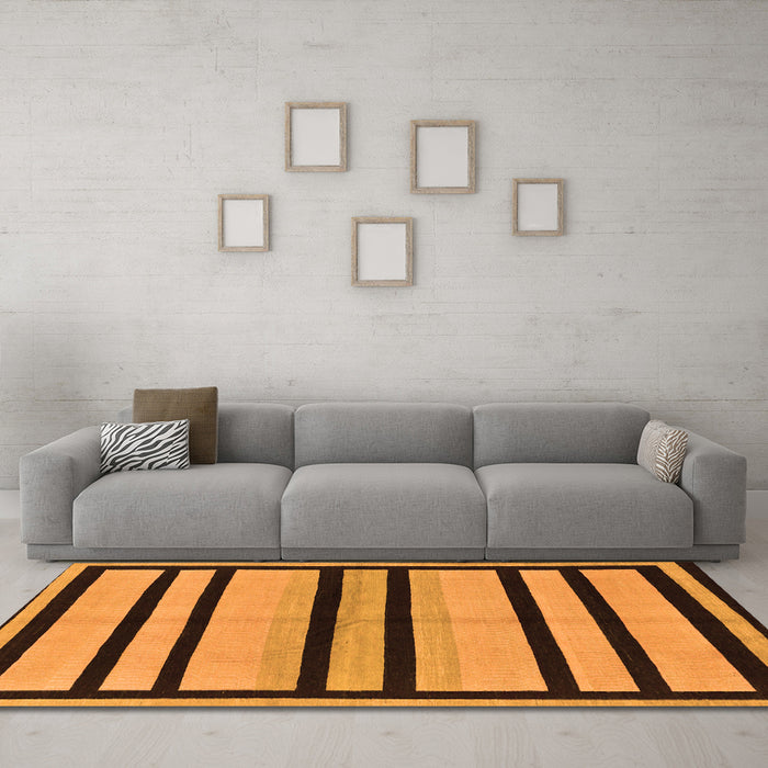 Machine Washable Abstract Orange Modern Area Rugs in a Living Room, wshabs214org