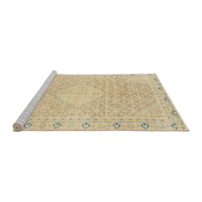Sideview of Machine Washable Abstract Brown Gold Rug, wshabs2150