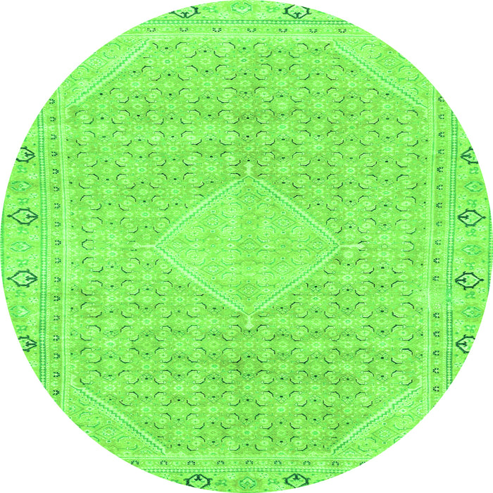 Round Machine Washable Abstract Green Modern Area Rugs, wshabs2150grn