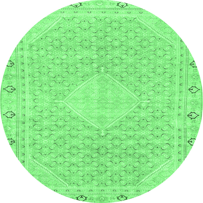 Round Abstract Emerald Green Modern Rug, abs2150emgrn