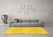 Machine Washable Abstract Yellow Modern Rug in a Living Room, wshabs2150yw