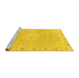 Sideview of Machine Washable Abstract Yellow Modern Rug, wshabs2150yw