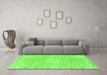 Machine Washable Abstract Green Modern Area Rugs in a Living Room,, wshabs2150grn