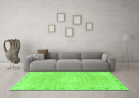 Machine Washable Abstract Green Modern Rug, wshabs2150grn