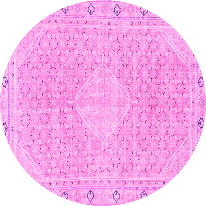 Round Machine Washable Abstract Pink Modern Rug, wshabs2150pnk