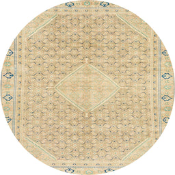 Round Machine Washable Abstract Brown Gold Rug, wshabs2150