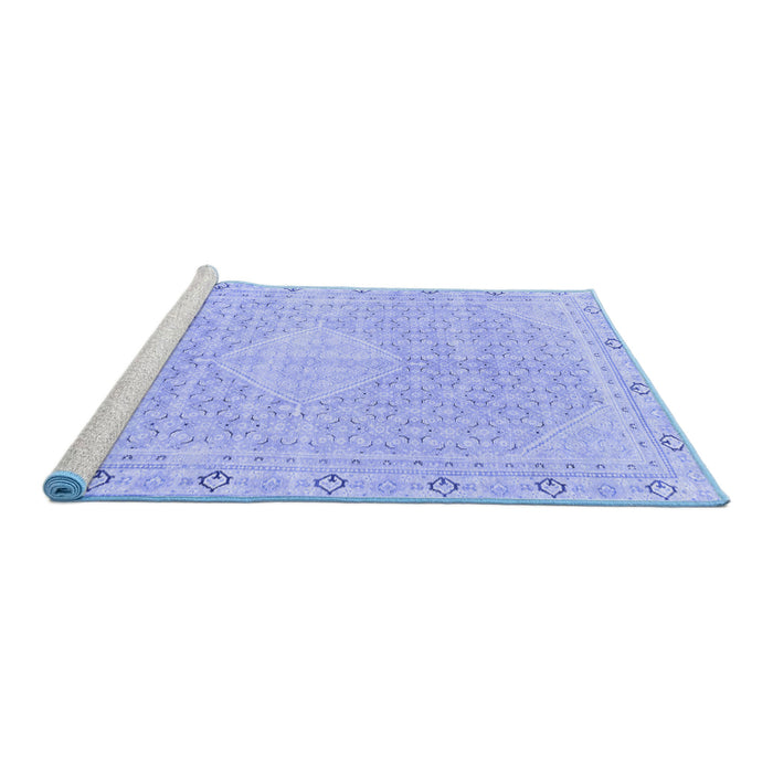 Sideview of Machine Washable Abstract Blue Modern Rug, wshabs2150blu