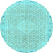 Round Abstract Light Blue Modern Rug, abs2150lblu