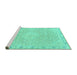 Sideview of Machine Washable Abstract Turquoise Modern Area Rugs, wshabs2150turq