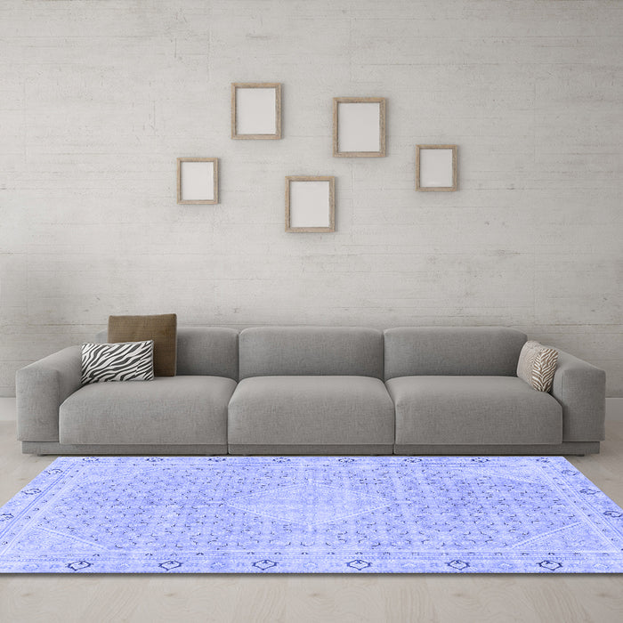 Machine Washable Abstract Blue Modern Rug in a Living Room, wshabs2150blu