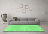 Machine Washable Abstract Emerald Green Modern Rug, wshabs2150emgrn