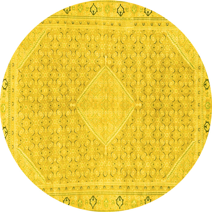 Round Machine Washable Abstract Yellow Modern Rug, wshabs2150yw