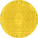 Round Machine Washable Abstract Yellow Modern Rug, wshabs2150yw