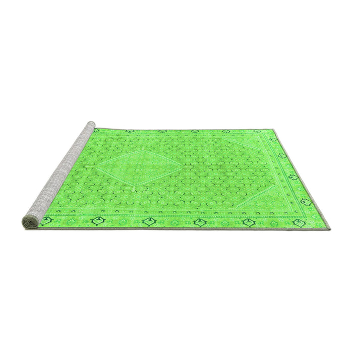 Sideview of Machine Washable Abstract Green Modern Area Rugs, wshabs2150grn