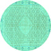 Round Abstract Turquoise Modern Rug, abs2150turq