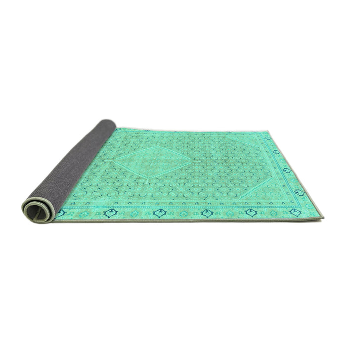 Sideview of Abstract Turquoise Modern Rug, abs2150turq