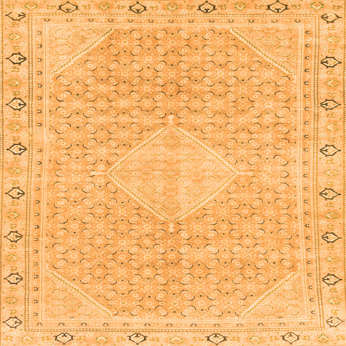Square Machine Washable Abstract Orange Modern Area Rugs, wshabs2150org
