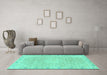 Machine Washable Abstract Turquoise Modern Area Rugs in a Living Room,, wshabs2150turq