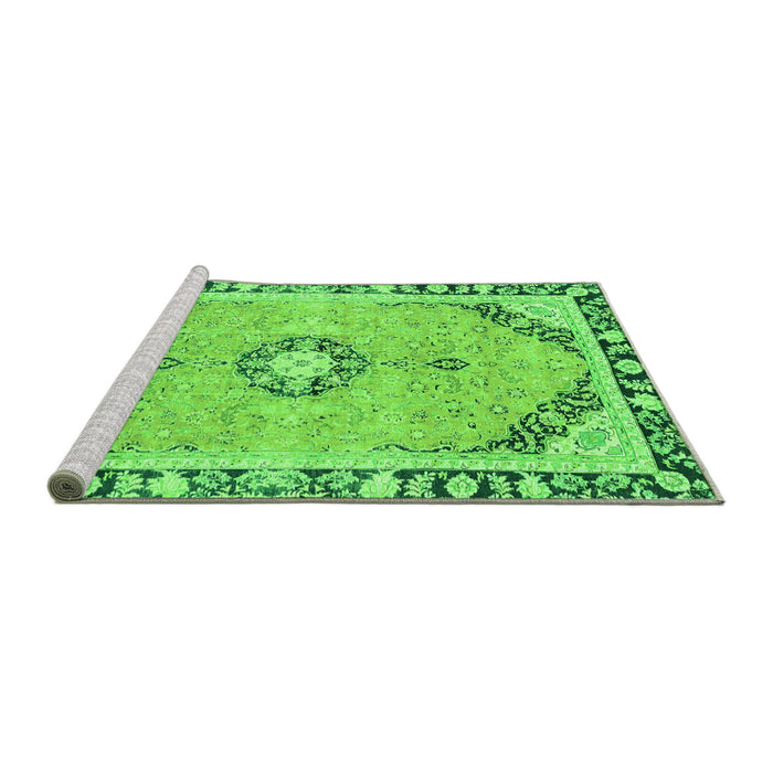 Sideview of Machine Washable Abstract Green Modern Area Rugs, wshabs2151grn