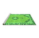 Sideview of Machine Washable Abstract Green Modern Area Rugs, wshabs2151grn