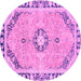 Round Machine Washable Abstract Pink Modern Rug, wshabs2151pnk