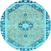 Round Machine Washable Abstract Light Blue Modern Rug, wshabs2151lblu