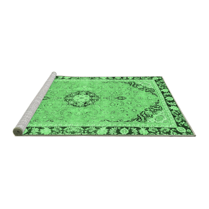 Sideview of Machine Washable Abstract Emerald Green Modern Area Rugs, wshabs2151emgrn