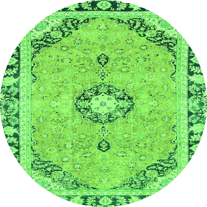 Round Machine Washable Abstract Green Modern Area Rugs, wshabs2151grn