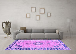Machine Washable Abstract Purple Modern Area Rugs in a Living Room, wshabs2151pur