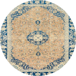 Round Machine Washable Abstract Brown Rug, wshabs2151