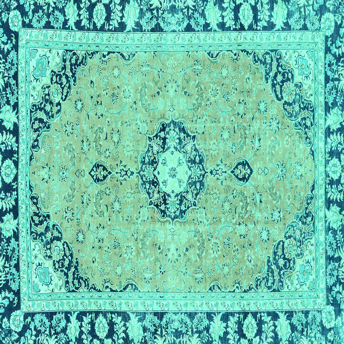 Square Abstract Turquoise Modern Rug, abs2151turq